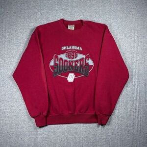 Vintage Oklahoma Sooners Crewneck Sweatshirt Red Oak Mens L Football Made In USA